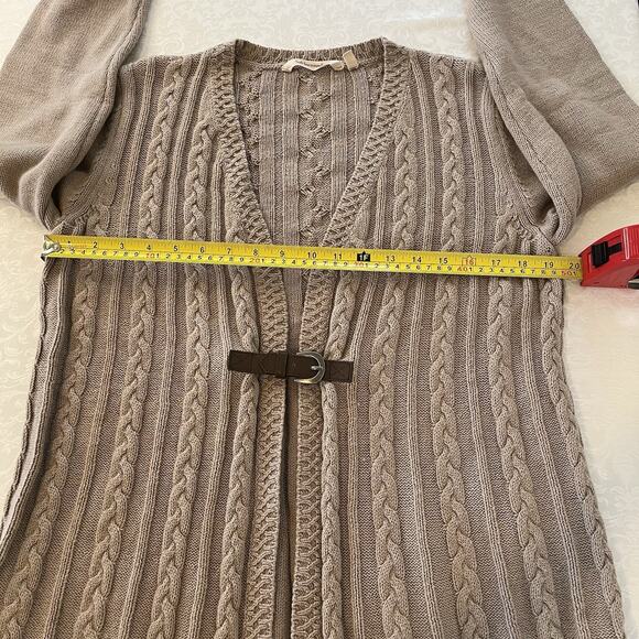 Soft Surroundings Wren Cable Knit Cardigan Small Sweater Buckle Heavy Wool Blend - Picture 7 of 10